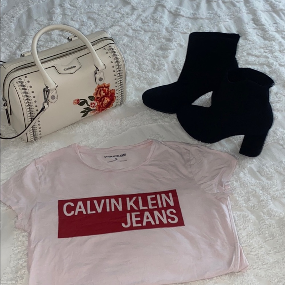 Pink Calvin Klein Logo T-shirt